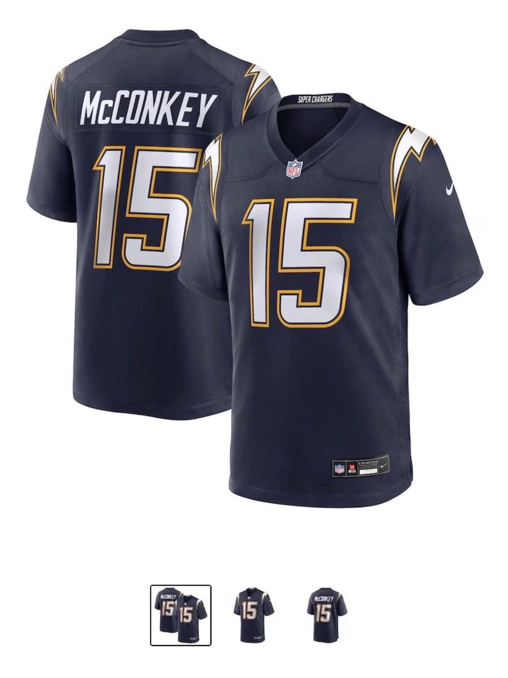 Chargers Navy #15 McConkey Football Jersey